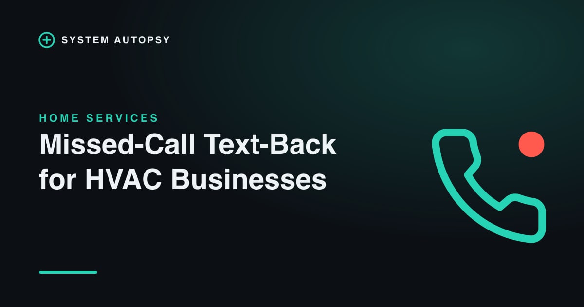 Illustration of a phone with an automated text-back reply for an HVAC business